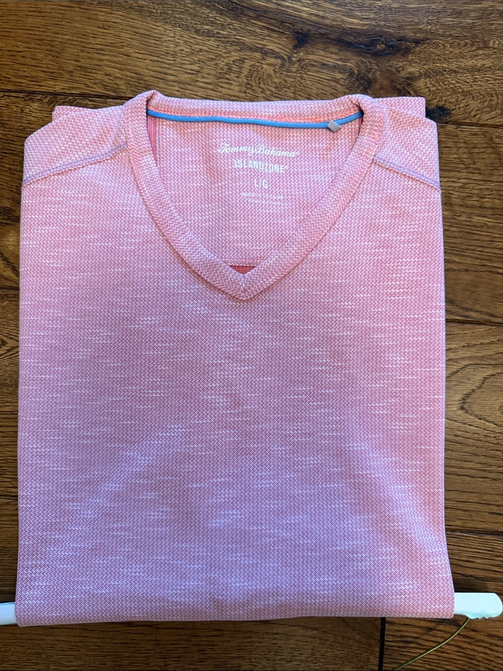 Tommy Bahama Coral Pink V-Neck Knit Tee